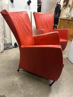Rood leren Montis fauteuils, Huis en Inrichting, Ophalen, C, 75 tot 100 cm, Zo goed als nieuw
