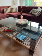 Space Age | salontafel rookglas | rotan, Huis en Inrichting, 100 tot 150 cm, Minder dan 50 cm, Rechthoekig, 50 tot 100 cm