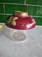 Vintage keramisch met glas onderzijde van olielamp, Ophalen of Verzenden