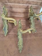 Set van 3 oude klinken lang schild geen sleutelgat, Ophalen of Verzenden, Zo goed als nieuw, Koper of Messing, Klink of Kruk