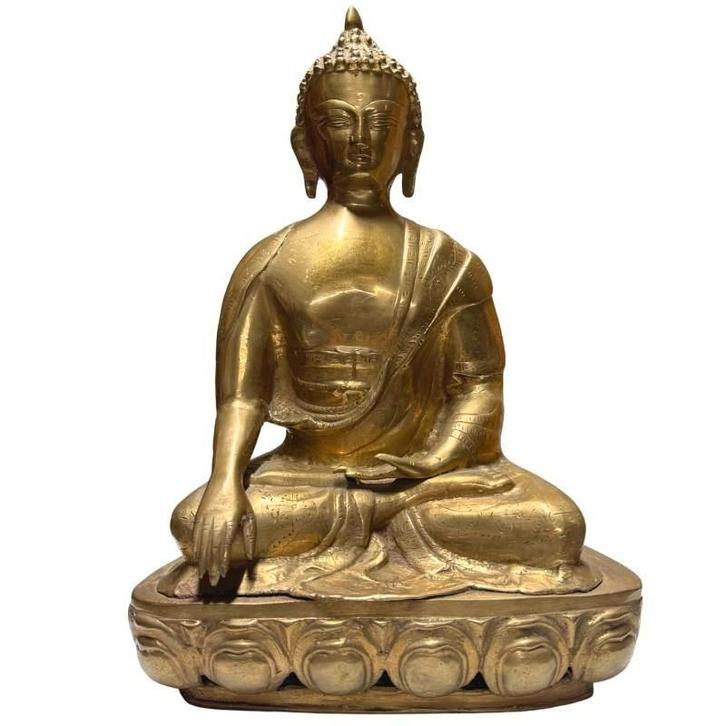 Tibetaanse vergulde bronzen Boeddha, Huis en Inrichting, Woonaccessoires | Boeddhabeelden, Gebruikt, Ophalen of Verzenden