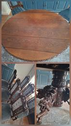 Antieke eettafel met 6 stoelen en krukje, Antiek en Kunst, Ophalen