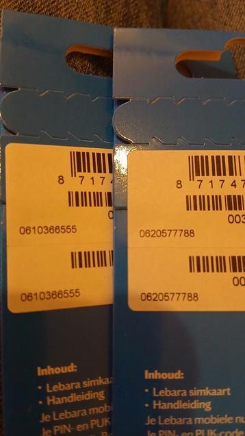 2 Makkelijk 06 nummers lebara prepaid simkaart  beschikbaar voor biedingen