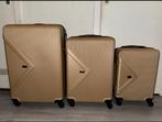 Koffers set 3 delig kleur Gold Nieuw in verpakking, Ophalen, Hard kunststof, 45 tot 55 cm, Nieuw