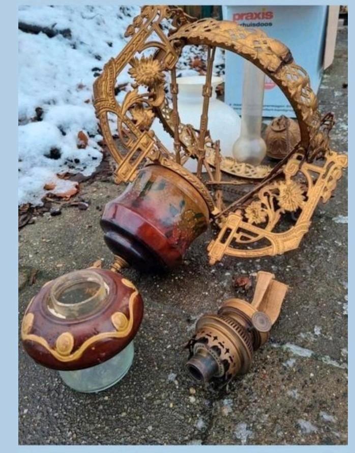 Werkelijk prachtige antieke petroleum hanglamp vr liefhebber, Antiek en Kunst, Antiek | Lampen, Ophalen of Verzenden