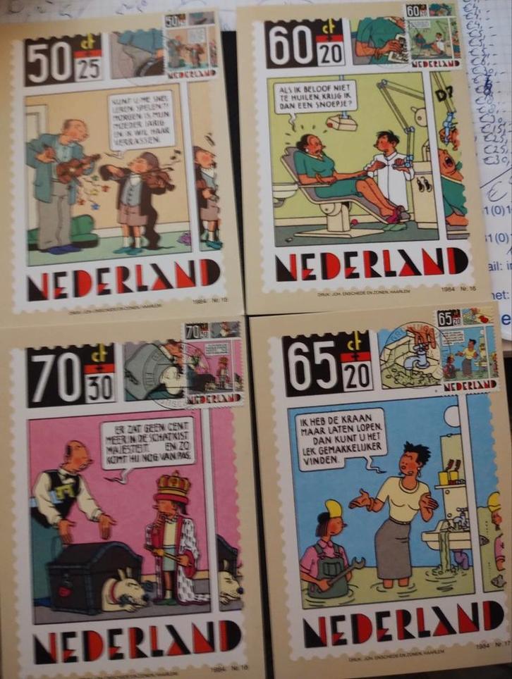 4 Kinderpostzegel kaarten met postzegel., Boeken, Tijdschriften en Kranten, Zo goed als nieuw, Ophalen of Verzenden