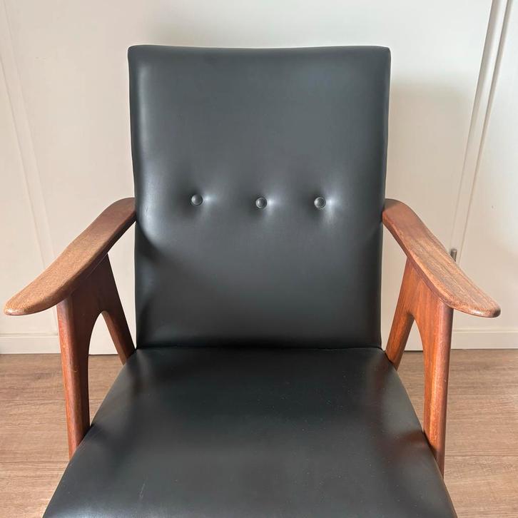 Leren fauteuil Louis van Teeffelen stijl, Huis en Inrichting, Stoelen, Gebruikt, Eén, Leer, Zwart, Ophalen