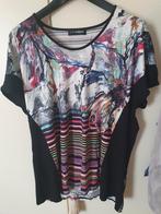 Zwart shirt Doris Streich maat 50 met streep en bloemmotief, Kleding | Dames, Grote Maten, Zo goed als nieuw, Doris Streich, Zwart