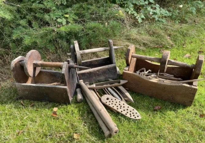 Zeer oude wolspin bakken, Antiek en Kunst, Curiosa en Brocante, Ophalen of Verzenden