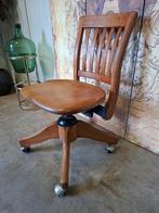 Antieke verstelbare, draaibare bureaustoel van eikenhout gem, Ophalen of Verzenden
