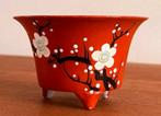 Bonsai pot gebakken Kutani Porselein Kersenbloesem 10,5x6,5, Antiek en Kunst, Ophalen of Verzenden