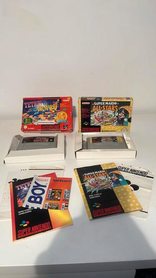 SNES | Bundel Tetris & Dr Mario + Super Mario All Stars, Spelcomputers en Games, Games | Nintendo Super NES, Zo goed als nieuw