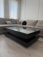 Zwarte salontafel met glasplaat, Huis en Inrichting, Tafels | Salontafels, Ophalen, Gebruikt, 100 tot 150 cm, 50 tot 100 cm