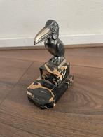 Antieke toekan beeldje op marmeren stand H. Moreau 1920, Antiek en Kunst, Antiek | Koper en Brons, Ophalen of Verzenden