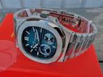 Patek philippe maan ✅ phase chrono staal nieuw automaat, Ophalen, Nieuw, Blauw, Jongen of Meisje