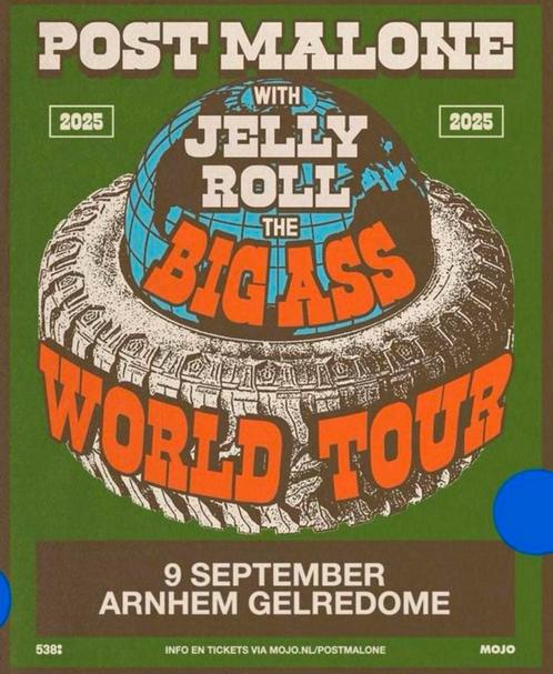 2 staanplaats tickets Post Malone concert GelreDome 9 sep, Tickets en Kaartjes, Concerten | Overige, Twee personen, September