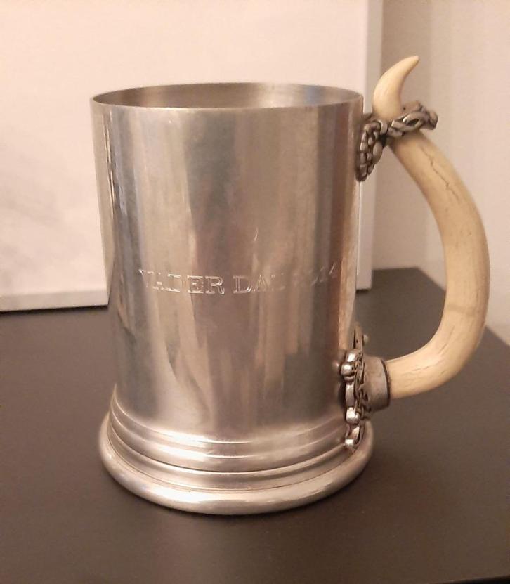 bierpul met Hoornen handvat, Verzamelen, Biermerken, Gebruikt, Pul(len), Overige merken, Ophalen of Verzenden