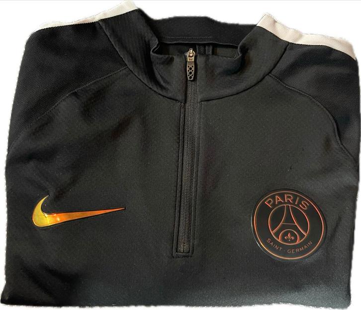 Nike PSG Sportshirt 1/4 Rits - Zwart - Maat M, Kleding | Heren, Sportkleding, Zo goed als nieuw, Voetbal, Maat 48/50 (M), Zwart