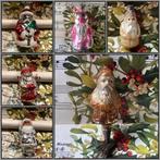 Oude kerstbal kerstman hanger, op clip, geel, rood, zilver…., Diversen, Kerst, Ophalen of Verzenden, Gebruikt