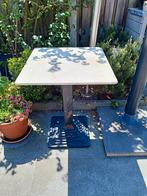 Gietijzeren Bistro Tafeltje met Marmer, Gebruikt, Vierkant, Minder dan 50 cm, Ophalen of Verzenden