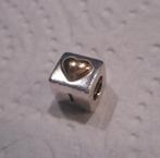 Zilveren Pandora bedel met 14 kt gouden hart nr.1314, Verzenden, Pandora, Zo goed als nieuw, 1 bedel