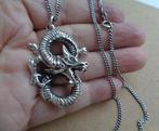 zilveren ketting met grote draak hanger [634], Met hanger, Verzenden, Zo goed als nieuw, Zilver