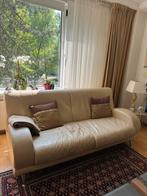 Leren creme witte bank, Huis en Inrichting, Ophalen, Gebruikt, Minder dan 75 cm, 150 tot 200 cm