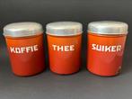 Oranje Gevlamde Koffie, Thee & Suiker Bussen, Antiek en Kunst, Antiek | Emaille, Ophalen of Verzenden