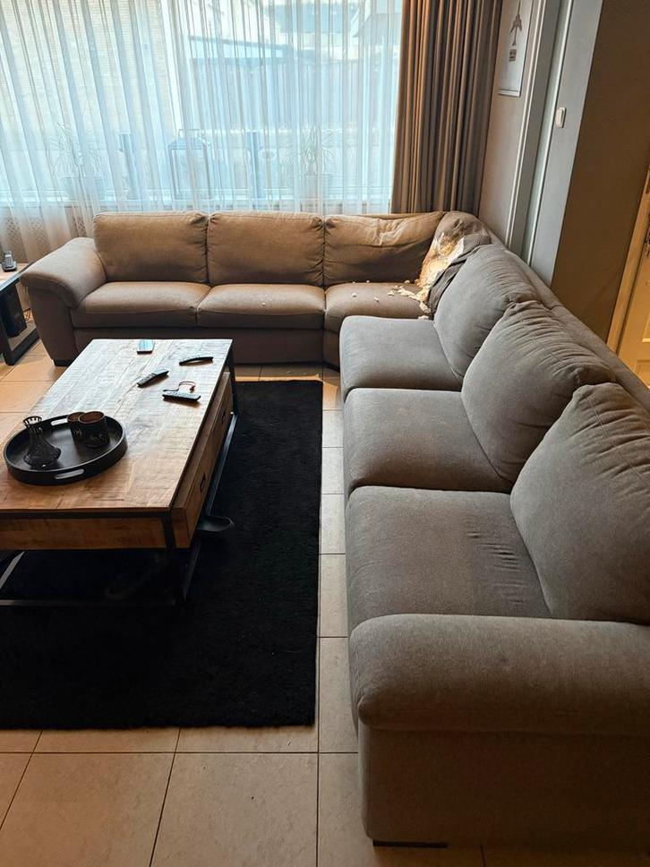 Grote Hoekbank - Gebruikt gratis op te halen, Huis en Inrichting, Banken | Bankstellen, Gebruikt, Hoekbank, Vierpersoons of meer