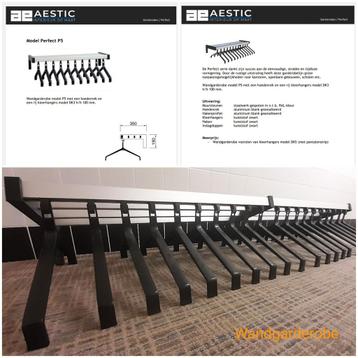 Aestic Wandgarderobe 20 Kleerhangers, Hoedenrek 190cm lang. beschikbaar voor biedingen