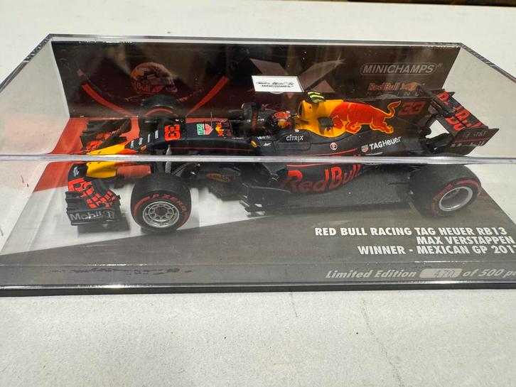 Max Verstappen RB13 1:43 Mexico GP 2017 470/500, Hobby en Vrije tijd, Modelauto's | 1:43, Zo goed als nieuw, Auto, MiniChamps
