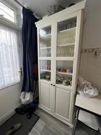 Witte Vitrinekast met Glasdeuren, Ophalen, Overige materialen, Gebruikt, 100 tot 150 cm