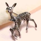 Vintage novelty broche hertjes marcasiet moeder kind jr '60, Overige materialen, Verzenden, Minder dan 4 cm, Zo goed als nieuw