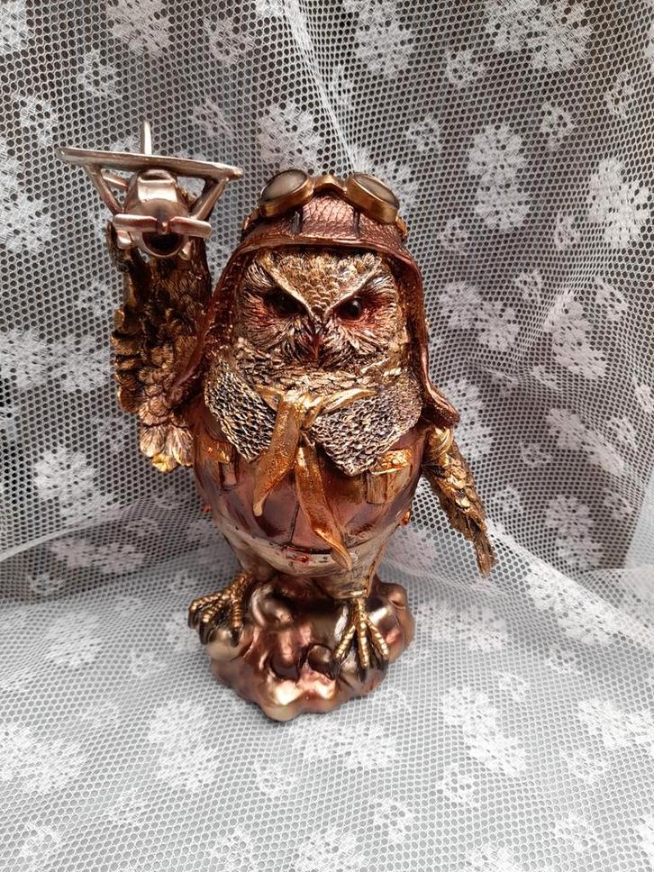 Steampunk uil piloot, Verzamelen, Beelden en Beeldjes, Zo goed als nieuw, Dier, Ophalen of Verzenden