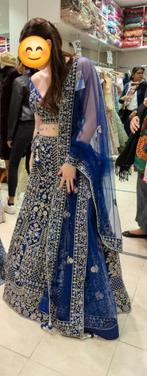 Prachtige donker blauwe Lehenga (1 keer gedragen), Nieuw, Blauw, Maat 36 (S), Ophalen