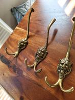 Vintage Wandhaken Leeuwenkoppen - Set van 3, Ophalen of Verzenden