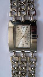 Klok met brede schakels / horloge zilver / armband, Ophalen of Verzenden, Zo goed als nieuw, Zilver, Overige materialen