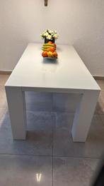 Moderne witte eettafel met glazen blad, Ophalen