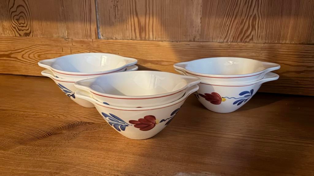 6 Boerenbont soepkommen, Ophalen, Gebruikt, Keramiek, Kom(men)