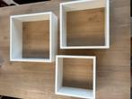 Wandschappen kubus, wanddecoratie vierkant wit set van drie, Huis en Inrichting, Woonaccessoires | Wanddecoraties, Ophalen, Zo goed als nieuw