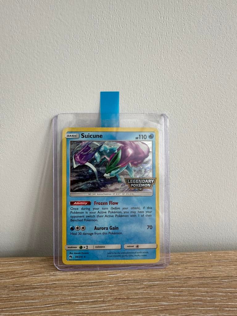 Pokemon TCG Suicune 59/214 Lost Thunder Holo Promo met Stamp, Ophalen of Verzenden, Zo goed als nieuw, Losse kaart, Foil