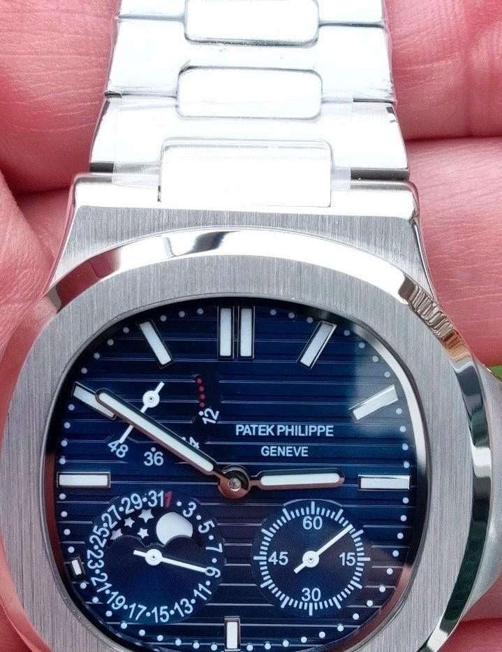 Patek Philippe ✅ Moon Phase Nieuw automaat blauw, Sieraden, Tassen en Uiterlijk, Horloges | Heren, Staal, Staal, Polshorloge, Nieuw