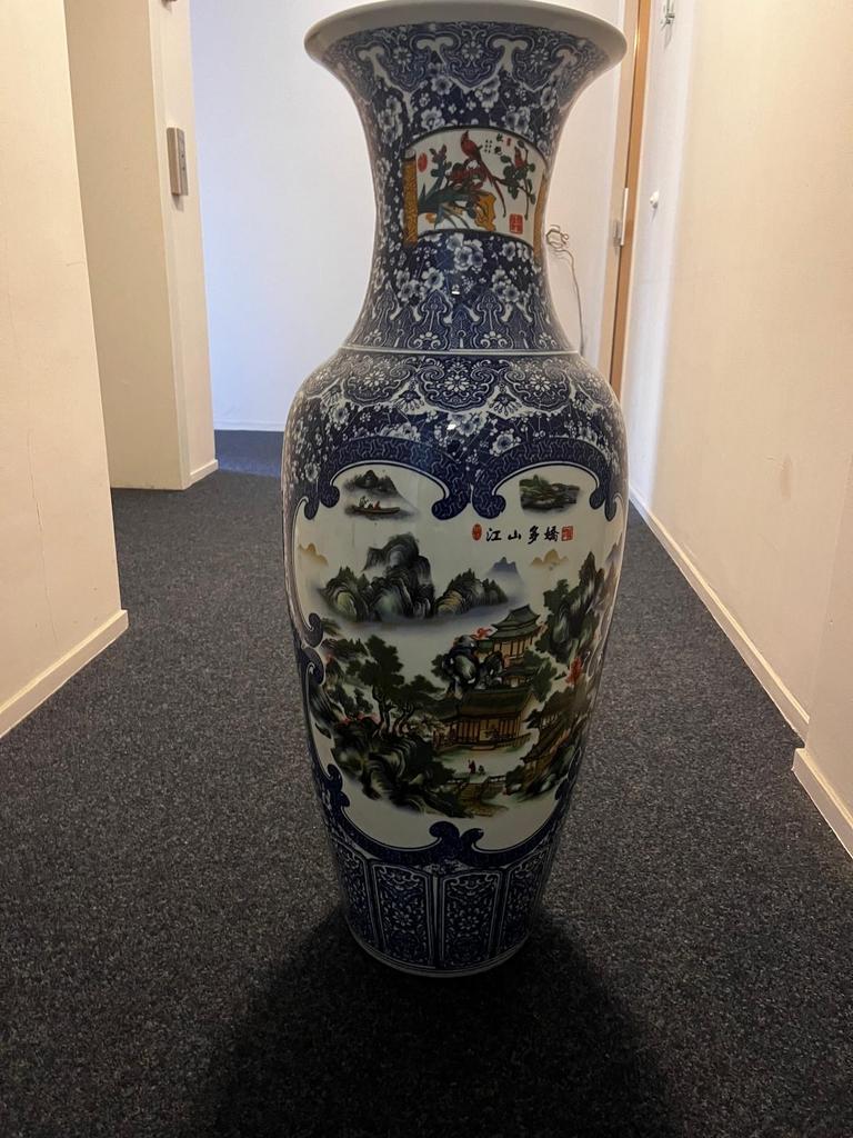 Grote Chinese porseleinen vaas - Blauw-wit decor, Ophalen