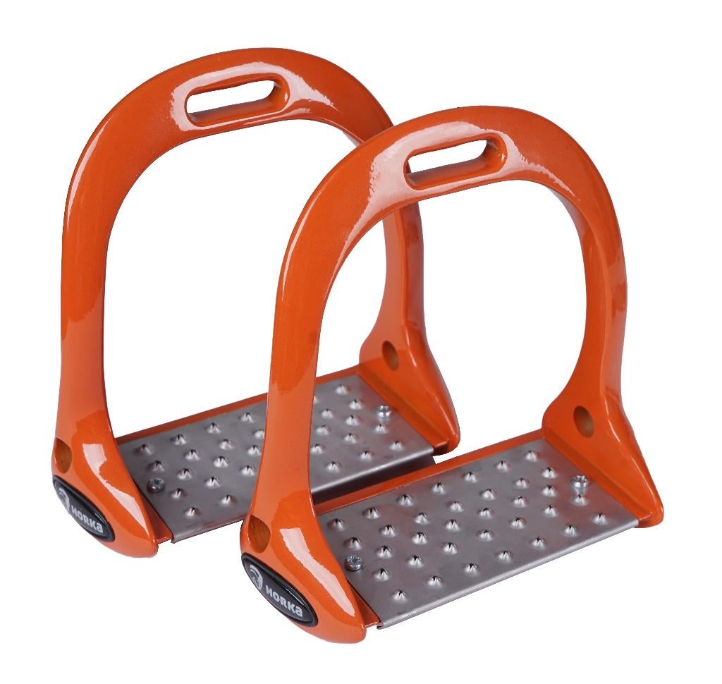Oranje Horka Tech aluminium stijgbeugels 12 cm, Dieren en Toebehoren, Nieuw, Ophalen of Verzenden, Springen, Info@horka.com