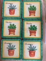 6 Pimpernel onderzetters met kruidenmotief, Ophalen of Verzenden, Zo goed als nieuw, Glas of Kopje