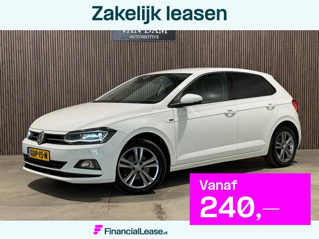 Volkswagen Polo 1.0 TSI R-Line 2019 DSG LED NAVI CRUISE CLIM, Stof, Gebruikt, 116 pk, Wit