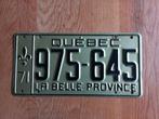 Quebec nummerplaat 1971 - Originele kleur!, Ophalen of Verzenden