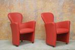 ZGANieuw 2 rode leren Leolux Amphora design fauteuils, Huis en Inrichting, Fauteuils, Leolux, Leolux, Ophalen of Verzenden, Zo goed als nieuw