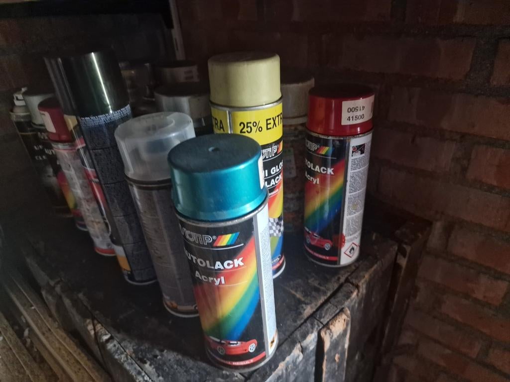 Spuitbussen Autolak Acryl - Diverse Kleuren, Ophalen of Verzenden, Gebruikt