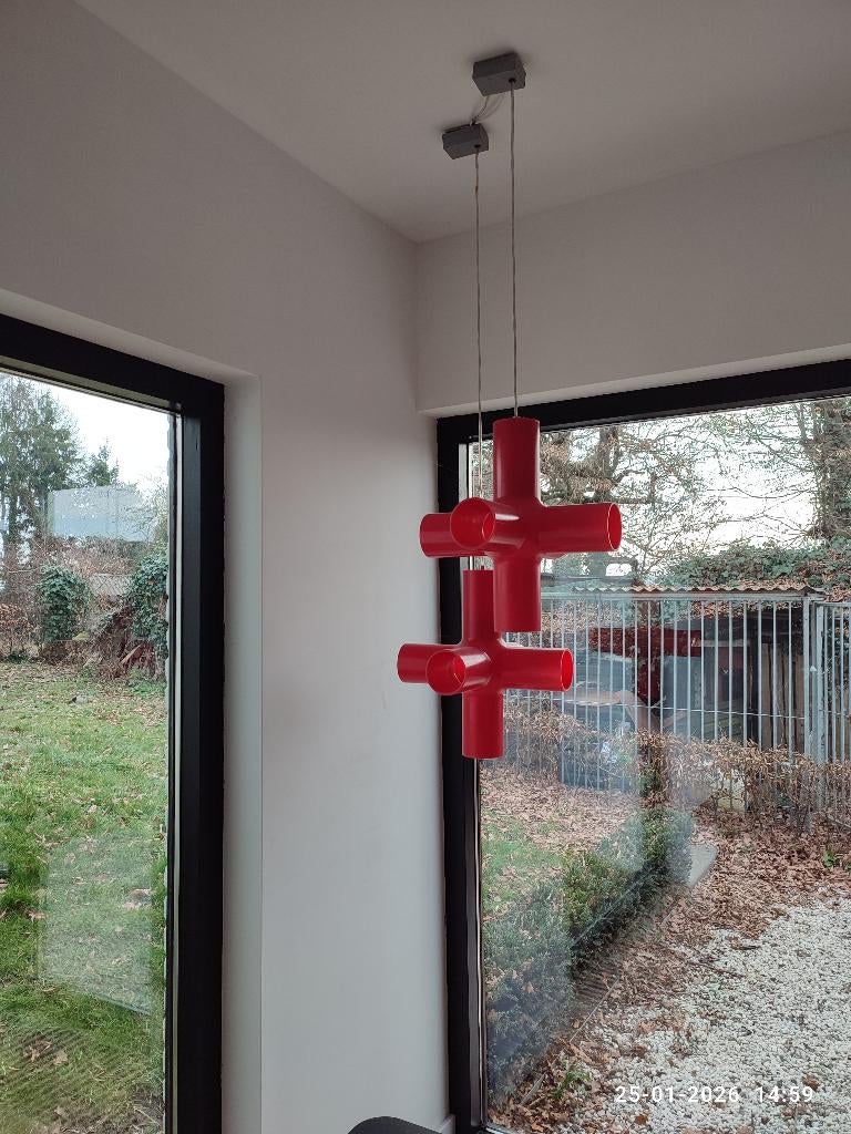 Crosslight lampen rood - Jan Melis en Ben Oostrum, Kunststof, Gebruikt, Mid century modern, Ophalen of Verzenden